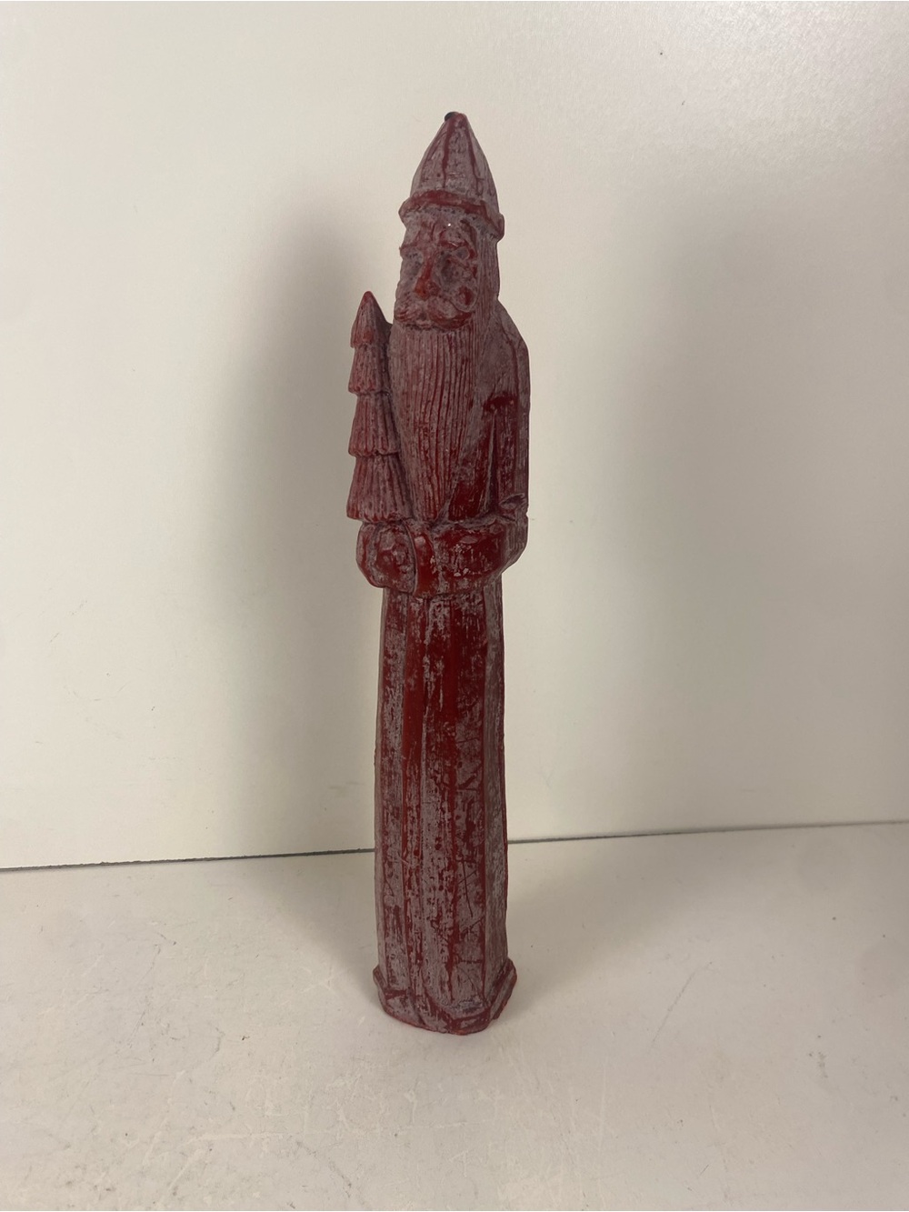 Red Santa Figurine Bees Wax Candle 
Christmas Holiday 
13.5” Height
